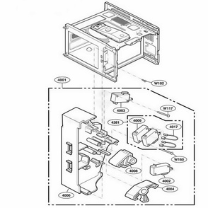 Latch Board Parts Diagram and Parts List for RCS10MPSA AS1EAMA LG Wall Oven