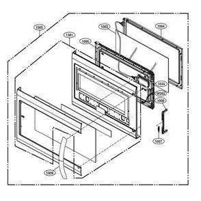 Door Parts Diagram and Parts List for LMVM2033BD CBDELGA LG Microwave Oven Combo