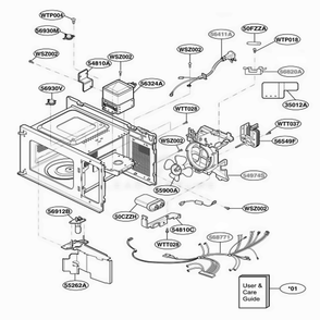 Interior Parts 1 Diagram and Parts List for JES638WF KWHEGEU LG Range