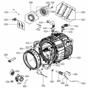Drum And Tub Assembly Diagram and Parts List for WM3700HWA ABWEUUS LG Washer