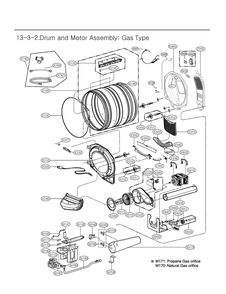 Drum And Motor Assembly Diagram and Parts List for DLGX4081B ABLEEUS LG Dryer