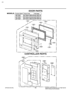 Door Parts Diagram and Parts List for MV1746ADL CS2ELNA LG Microwave