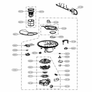Sump Assembly Diagram and Parts List for 14693 ASTESEU LG Dishwasher