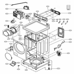 Cabinet And Control Panel Assembly Diagram and Parts List for 41302 ABWEVEU LG Washer
