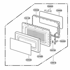 Door Parts Diagram and Parts List for MT1130SGB SGEWRP LG Range