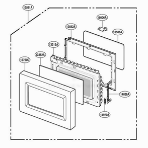 Door Parts Diagram and Parts List for MT4140SKB AB1EWRP LG Wall Oven