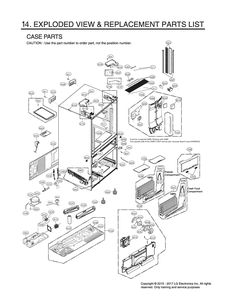 Case Parts Diagram and Parts List for GR-L31GHSJM ASTCNA1 LG Refrigerator