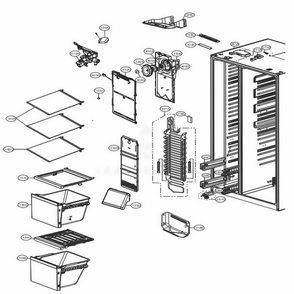 Freezer Compartment Diagram and Parts List for LSXC22486S ASTCNA1 LG Refrigerator