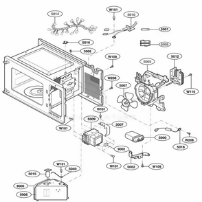 Interior Parts 1 Diagram and Parts List for 62259 CB1ESEA LG Wall Oven