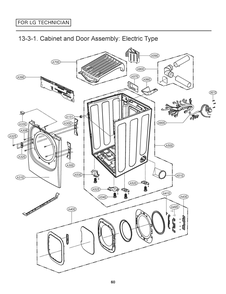 Cabinet And Door Assembly Diagram and Parts List for RV1393AS ABWEEUS LG Dryer