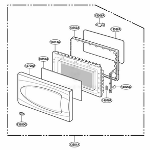 Door Parts Diagram and Parts List for MT2145SJQ MWEWRP LG Microwave