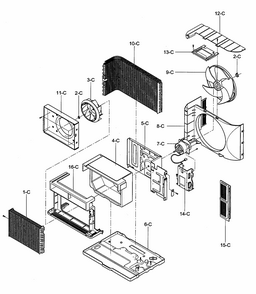 Air Handling/cycle Parts Diagram and Parts List for 58073123200  Kenmore Air Conditioner