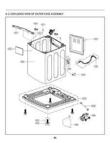 Outer Case Assembly Diagram and Parts List for T1772HFFST ABWETUS LG Washer
