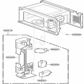 Latch Board Parts Diagram and Parts List for YKCMS145JBT0 ABSEKAC LG Range