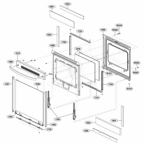 Door Parts Diagram and Parts List for LRE6385SW AWHLLCA LG Range
