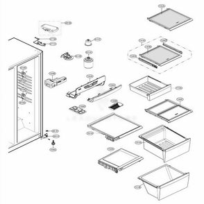 Refrigerator Compartment Diagram and Parts List for LSC23954SW ASWCNA1 LG Refrigerator