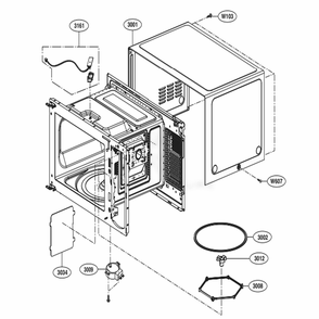 Oven Cavity Parts Diagram and Parts List for LMC0975SW CW1ELNA LG Wall Oven