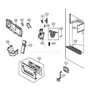 Dispenser Parts Diagram and Parts List for 72372 ASWCSE0 LG Refrigerator