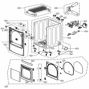 Cabinet And Door Assembly: Gas Type Diagram and Parts List for 71522 ABWESEU LG Dryer