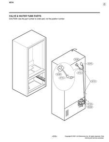 Valve And Water Tube Parts Diagram and Parts List for GR-X28ANSXM ASTCNA6 LG Refrigerator