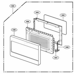 Door Parts Diagram and Parts List for MBBW AWBEBSH LG Wall Oven