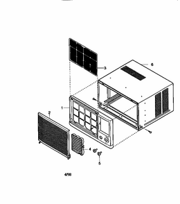 Cabinet And Front Grille Assembly Diagram and Parts List for 58078122890  Kenmore Air Conditioner