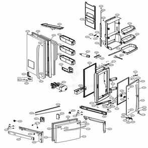 Door Parts Diagram and Parts List for LFXS30766D ASBCNA1 LG Refrigerator