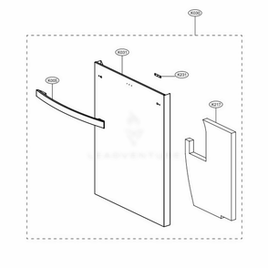 Front Cover Assembly Diagram and Parts List for 14355 ASSESEU LG Dishwasher