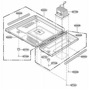 Base Plate Parts Diagram and Parts List for JE1360WB MWEGEU LG Microwave