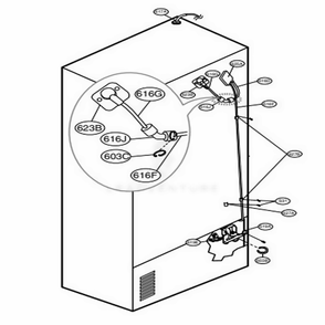 Valve And Water Tube Parts Diagram and Parts List for 79753 AST2SER LG Refrigerator