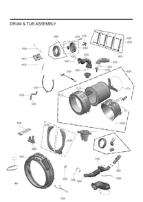 Drum And Tub Assembly Diagram and Parts List for WM6998HBA ABLEEUS LG Washer Dryer Combo