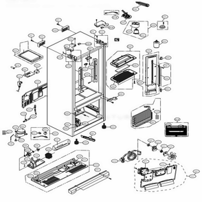 Case Parts Diagram and Parts List for LFX25974SW ASWCNA5 LG Refrigerator