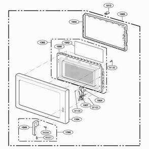 Door Parts Diagram and Parts List for DECS11MA AGRQMTR LG Range