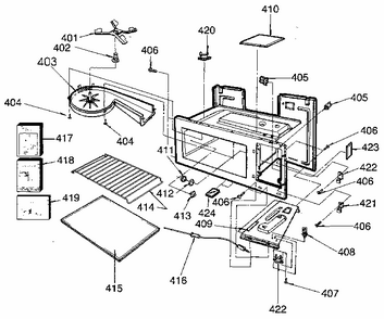 Cavity Diagram and Parts List for 7218915080  Kenmore Microwave