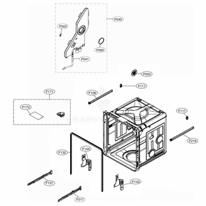 Tub Assembly Diagram and Parts List for LUDP8997SN ASTEEUS LG Dishwasher