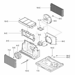 Air Handling And Cycle Parts Diagram and Parts List for 35909 AWYASRC LG Air Conditioner