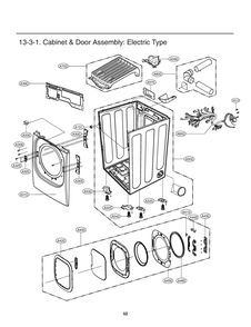 Cabinet And Door Assembly Diagram and Parts List for RV1398ES ASSEECI LG Dryer