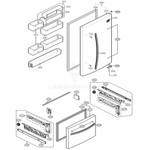 Door Parts Diagram and Parts List for 78092 ASWCSER LG Refrigerator