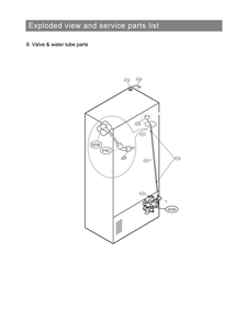 Valve And Water Tube Parts Diagram and Parts List for LRMVC1803S ASTCNA0 LG Refrigerator