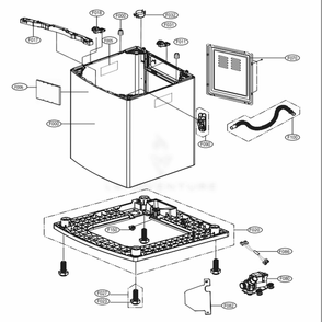 Outer Case Assembly Diagram and Parts List for WT5270CW ABWEVUS LG Washer