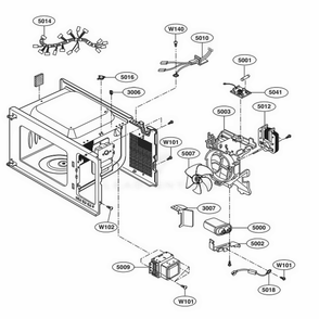 Interior Parts Diagram and Parts List for LCRT2010BD CBDEBBY LG Wall Oven