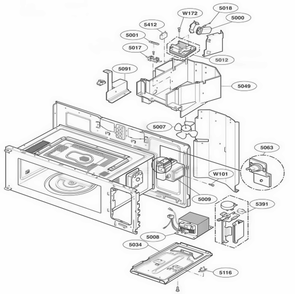 Interior Parts 1 Diagram and Parts List for JVM1490SH ASBEGEU LG Range