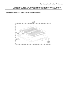 Cutlery Rack Assembly Diagram and Parts List for D1438DB ABDEEUS LG Dishwasher
