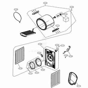 Back Cover And Drum Assembly Diagram and Parts List for RC7055AH1Z ABWQCZK LG Dryer