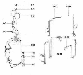 Compressor Parts Diagram and Parts List for 58073103200  Kenmore Air Conditioner