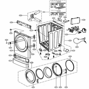 Cabinet And Door Assembly Diagram and Parts List for GD1329QEW2 ASSEELC LG Dryer
