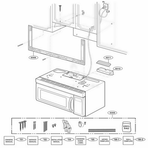 Installation Parts Diagram and Parts List for 80609 ABKESEA LG Range