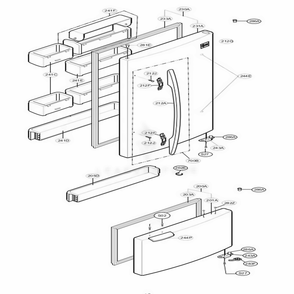Door Parts Diagram and Parts List for 65012 ASWCSEF LG Refrigerator