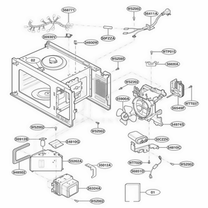 Interior Parts Diagram and Parts List for JE1860CB ABSEGEU LG Range