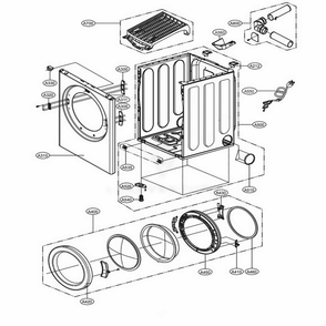 Cabinet And Door Assembly Diagram and Parts List for 98842 ABWESEU LG Dryer